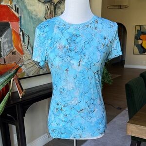L'AGENCE Sky Blue Marble Short Sleeve Top